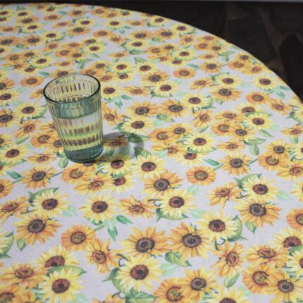Mantel redondo de girasoles