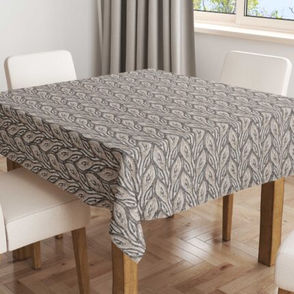 Mantel hule gris con hojas