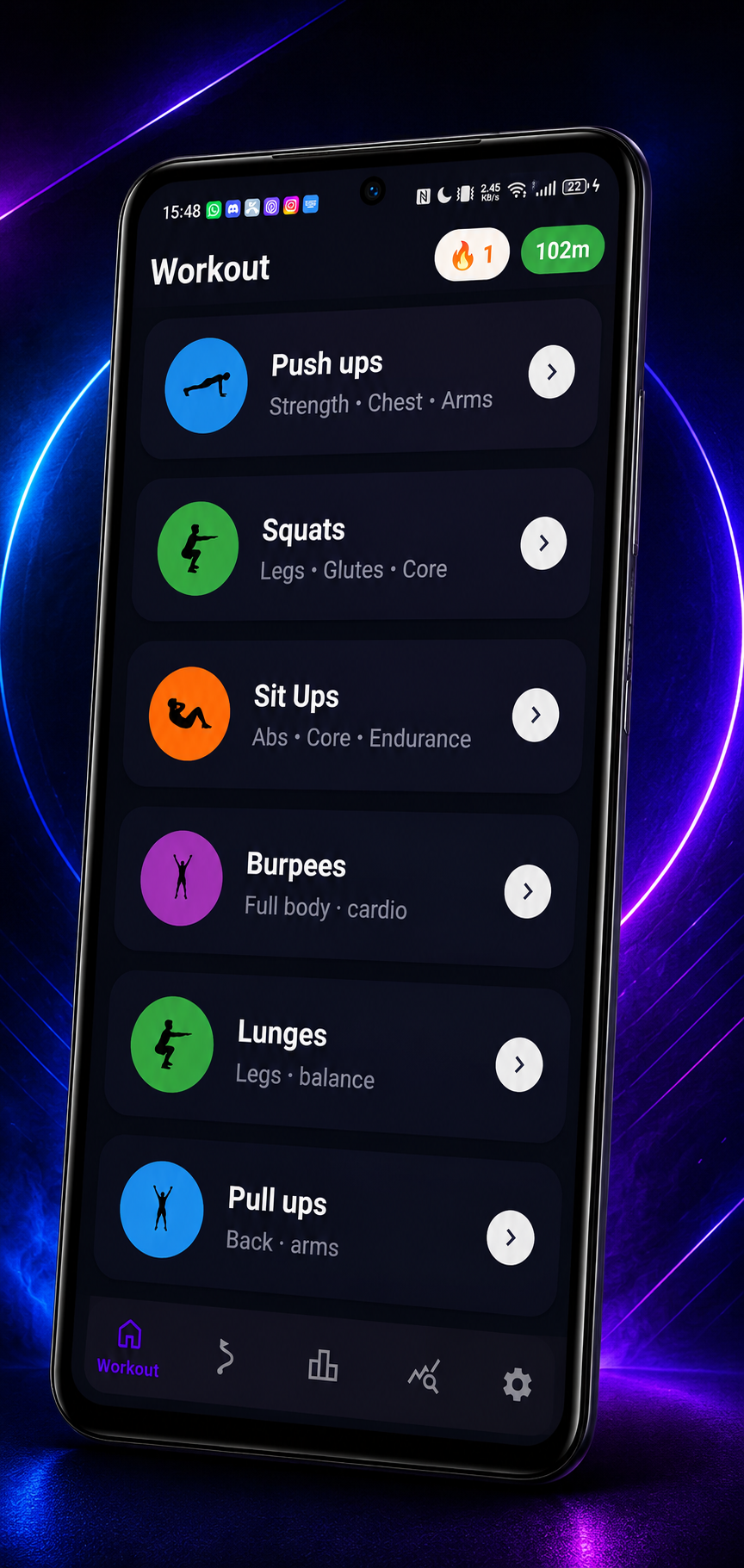 Lista de ejercicios de ScrollFit