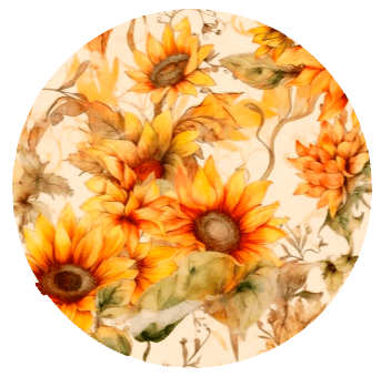 Mantel redondo beige con flores grandes